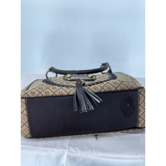 Dooney & Bourke Monogram Satchel Bag With Tassel & Green Duck Charm - Picture 5 of 16